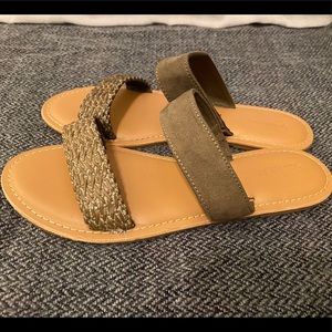 Olive Green Two Strap Sandals